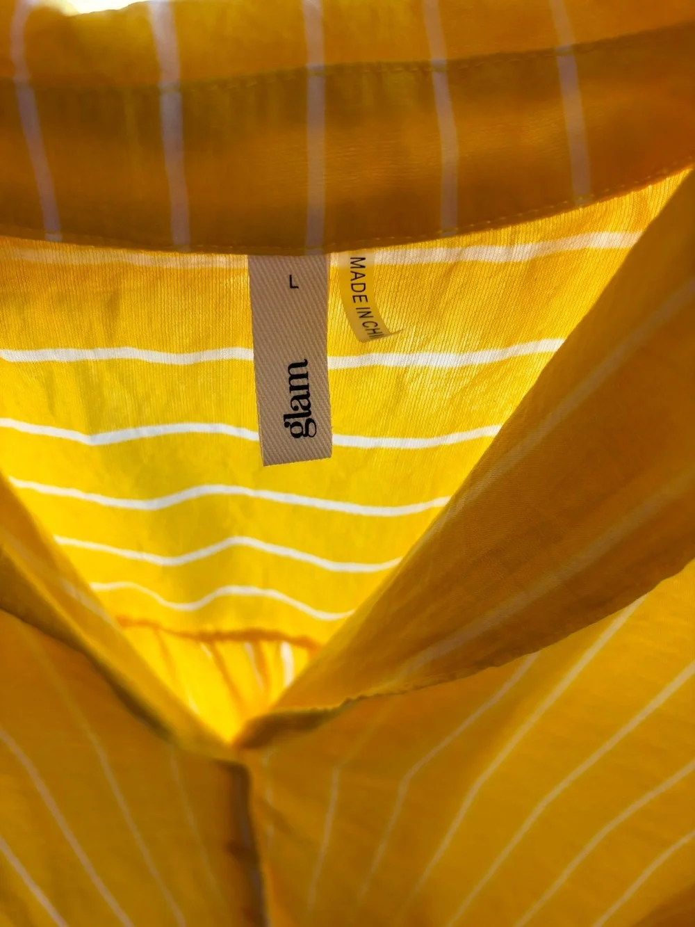 glam Yellow and White Striped Button Down Shirt